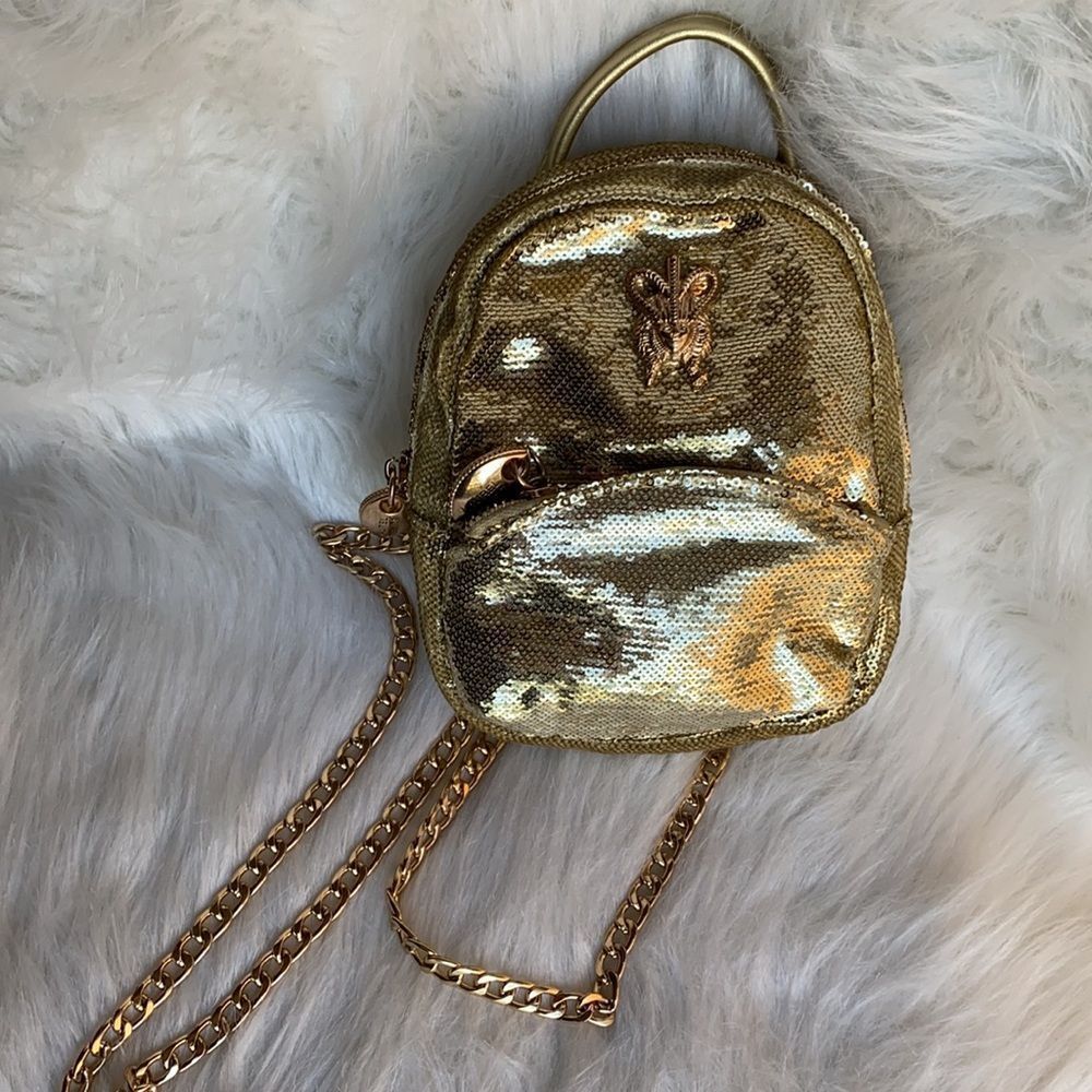 Laurel Dewitt Gold Sequence Chain Backpack Purse - image 8